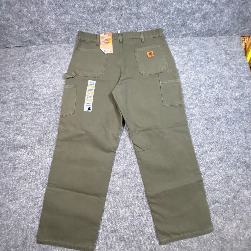 Carhartt Mens B11 Moss Green Washed Duck Loose Fit Work Dungaree Pants 38x30 NWT